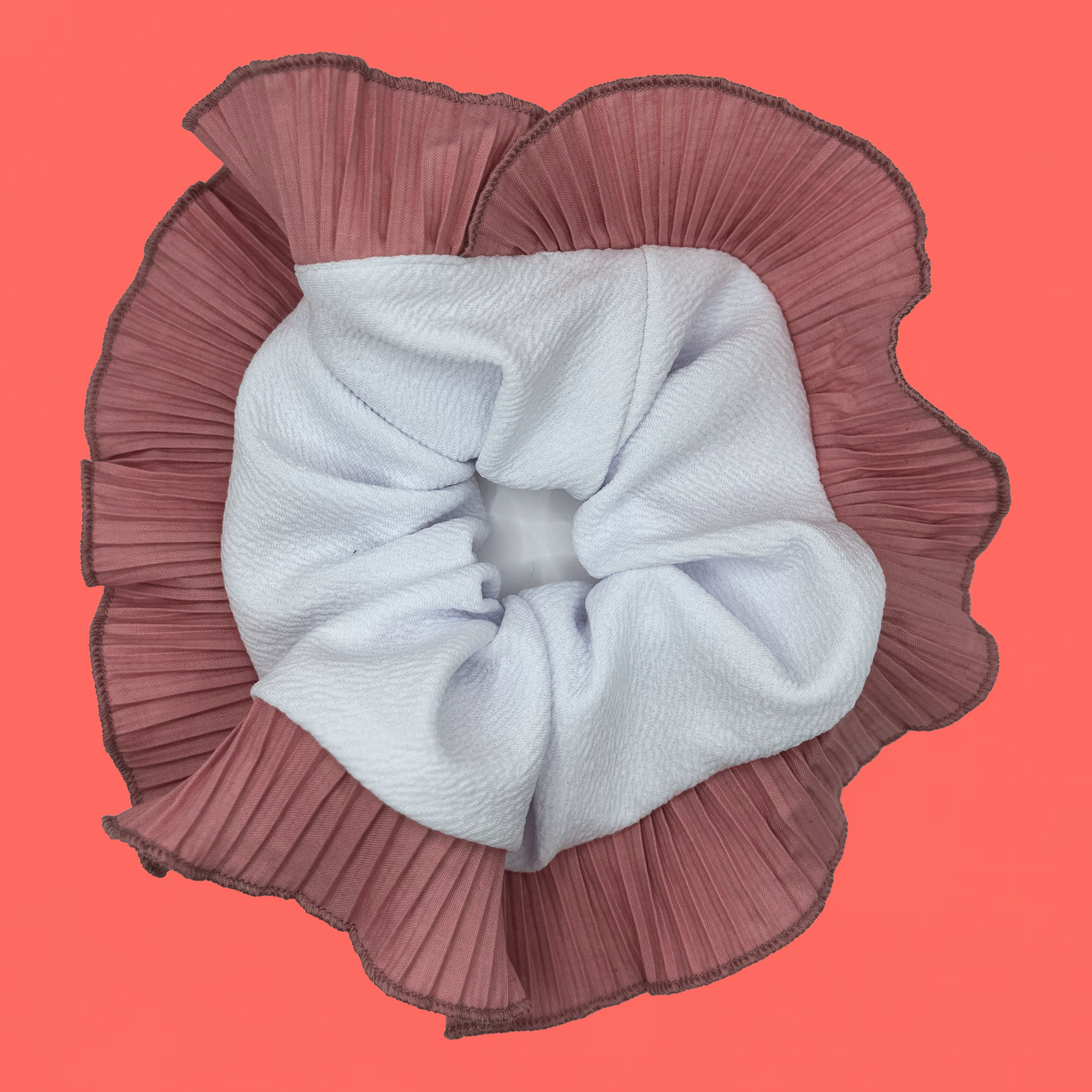 Scrunchies Rumba Simple Blanco y rosa