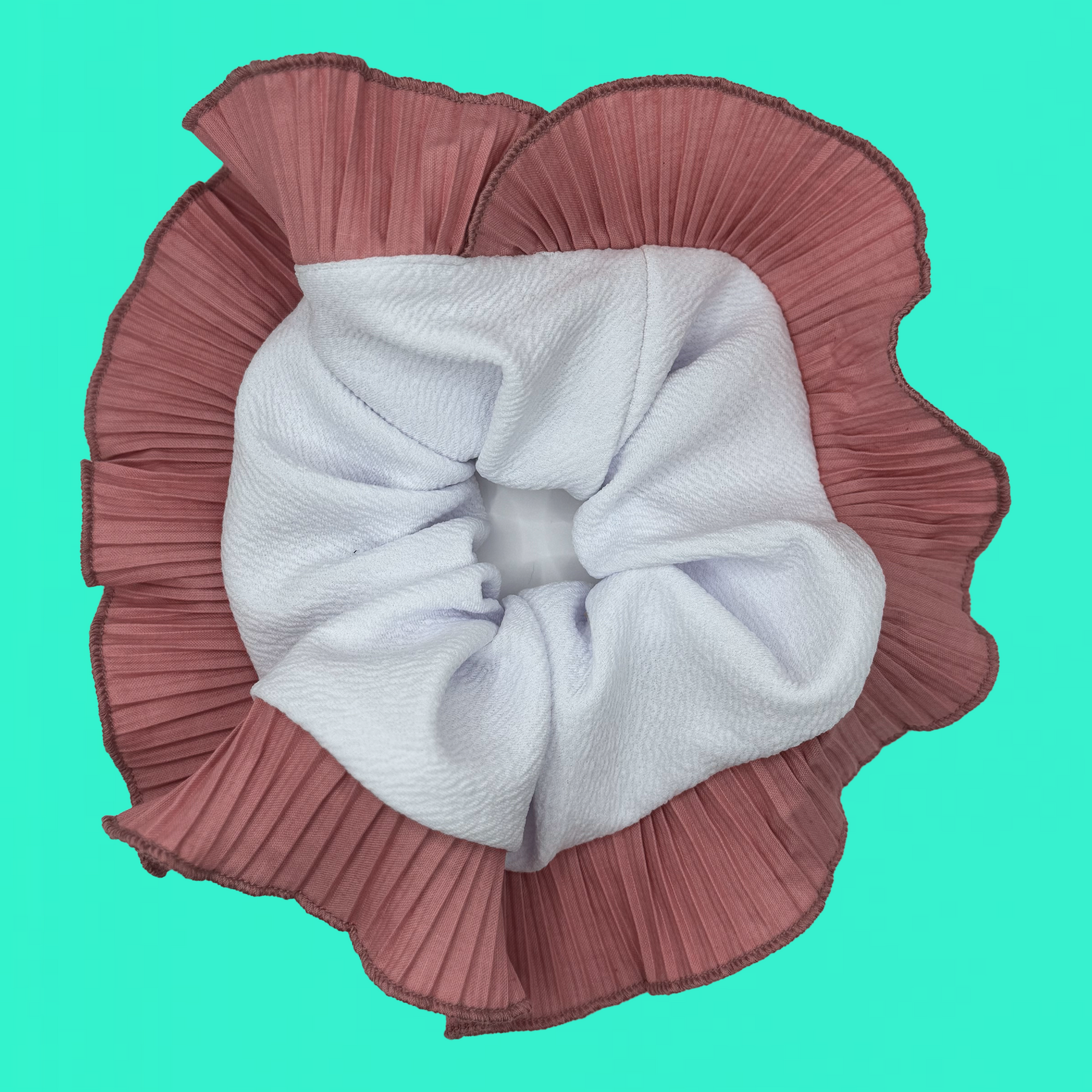 Scrunchies Rumba Simple Blanco y rosa