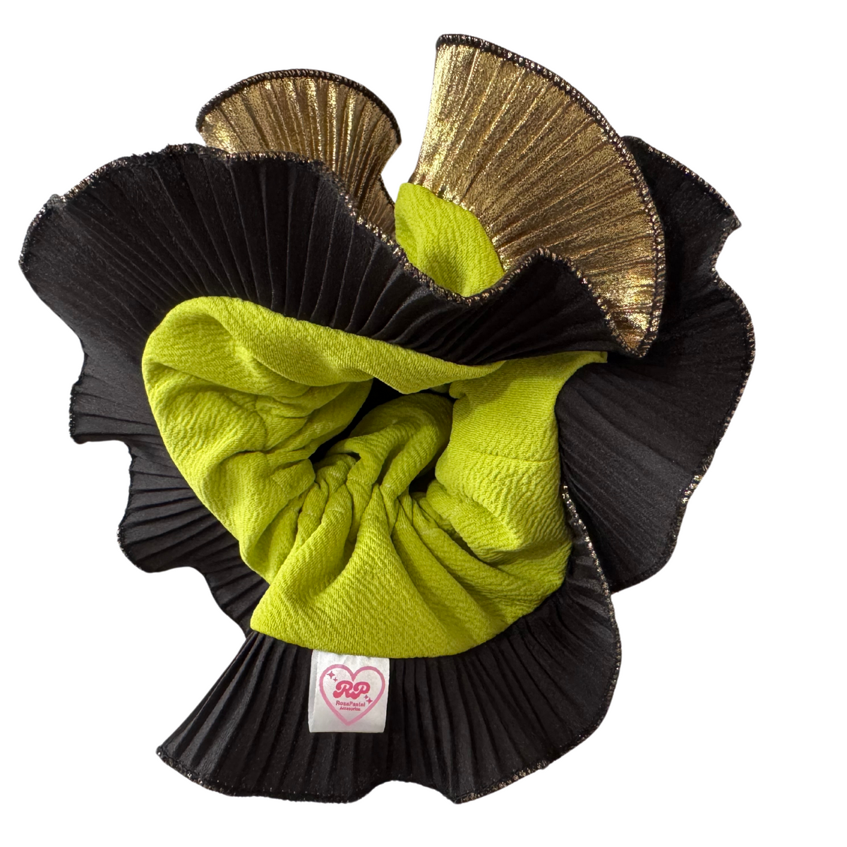 Scrunchies Rumba Simple Verde Oliva y Dorado