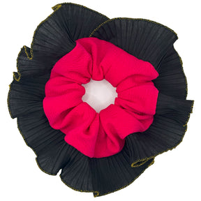 Scrunchies Rumba Simple Negro y Fucsia "Noches de otoño"