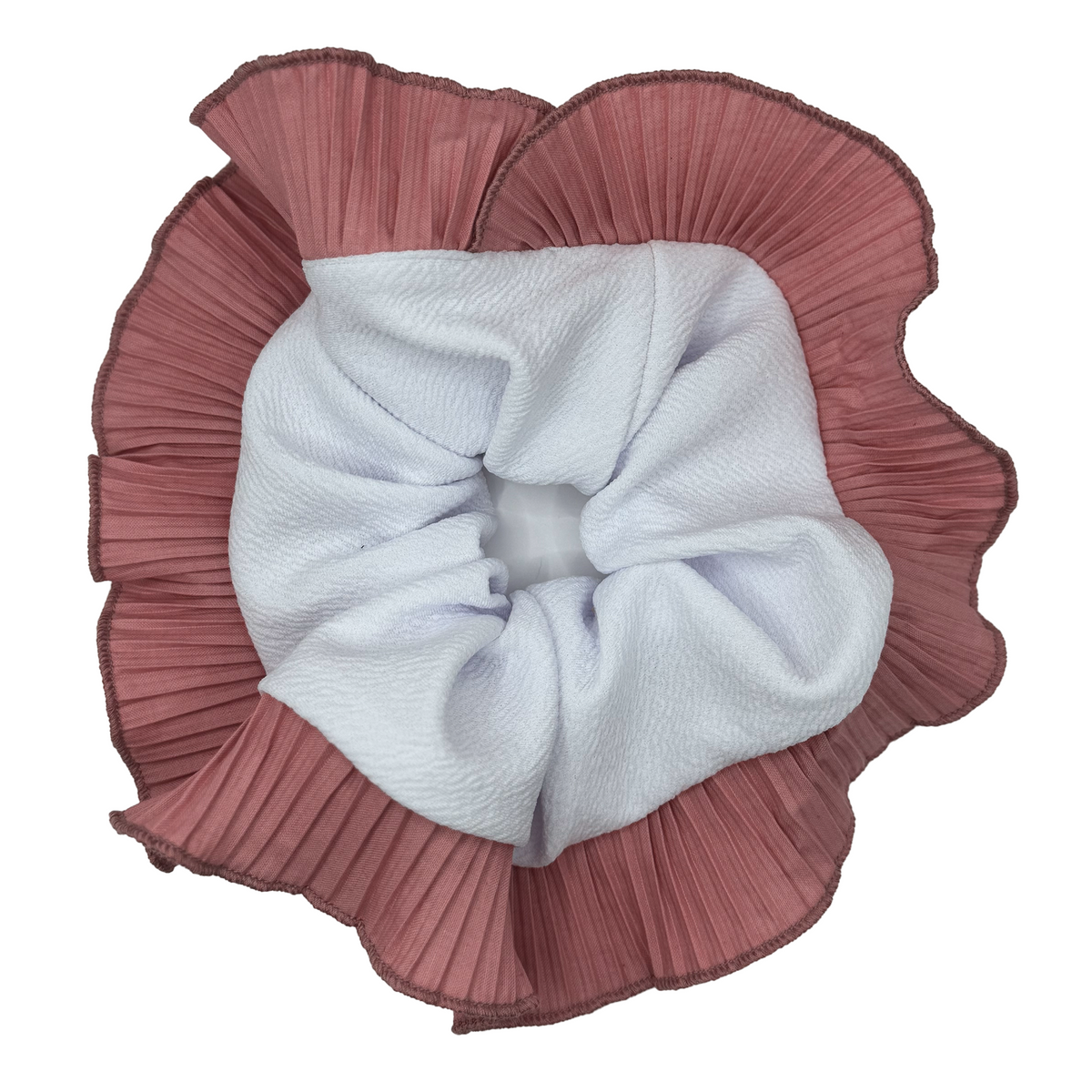 Scrunchies Rumba Simple Blanco y rosa